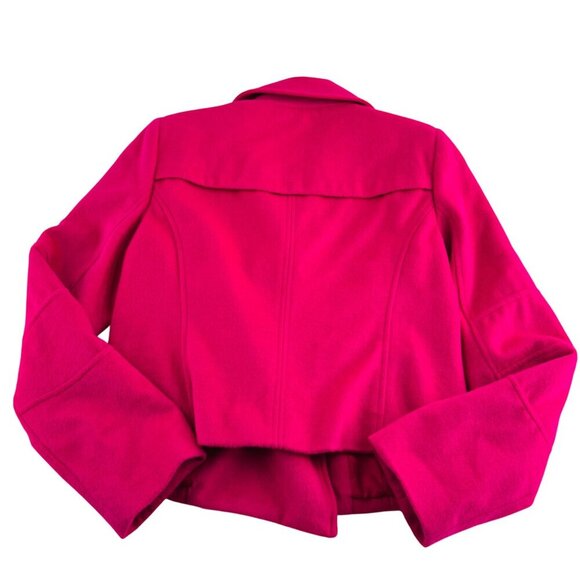 The Limited Womens Medium Hot Pink Wool Blend Double-Breasted Peacoat With Gold - Picture 9 of 9